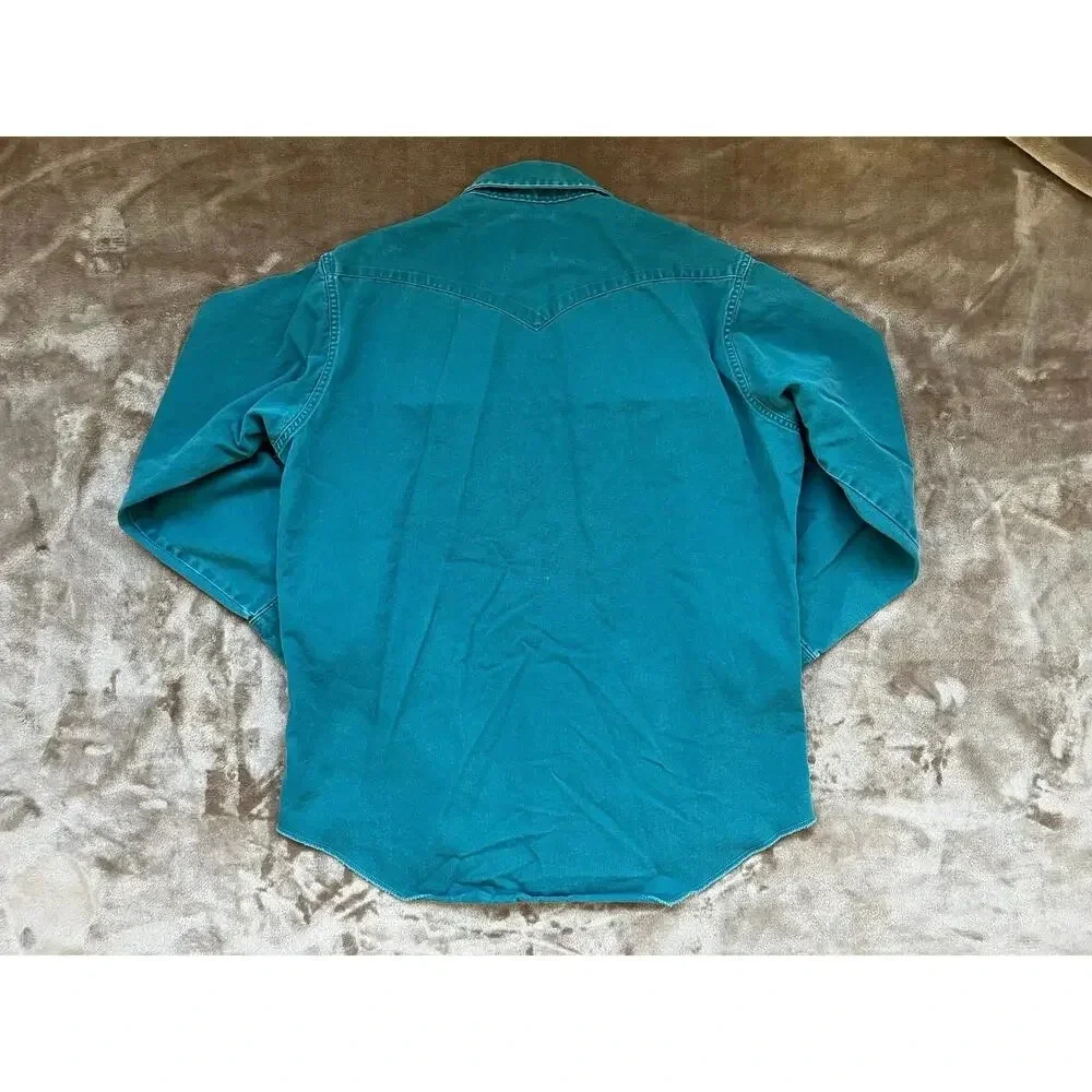 Vintage‎ Wrangler Pearl Snap Button Long Sleeve Shirt Men's Size 17-34 L/XL - Picture 2 of 5